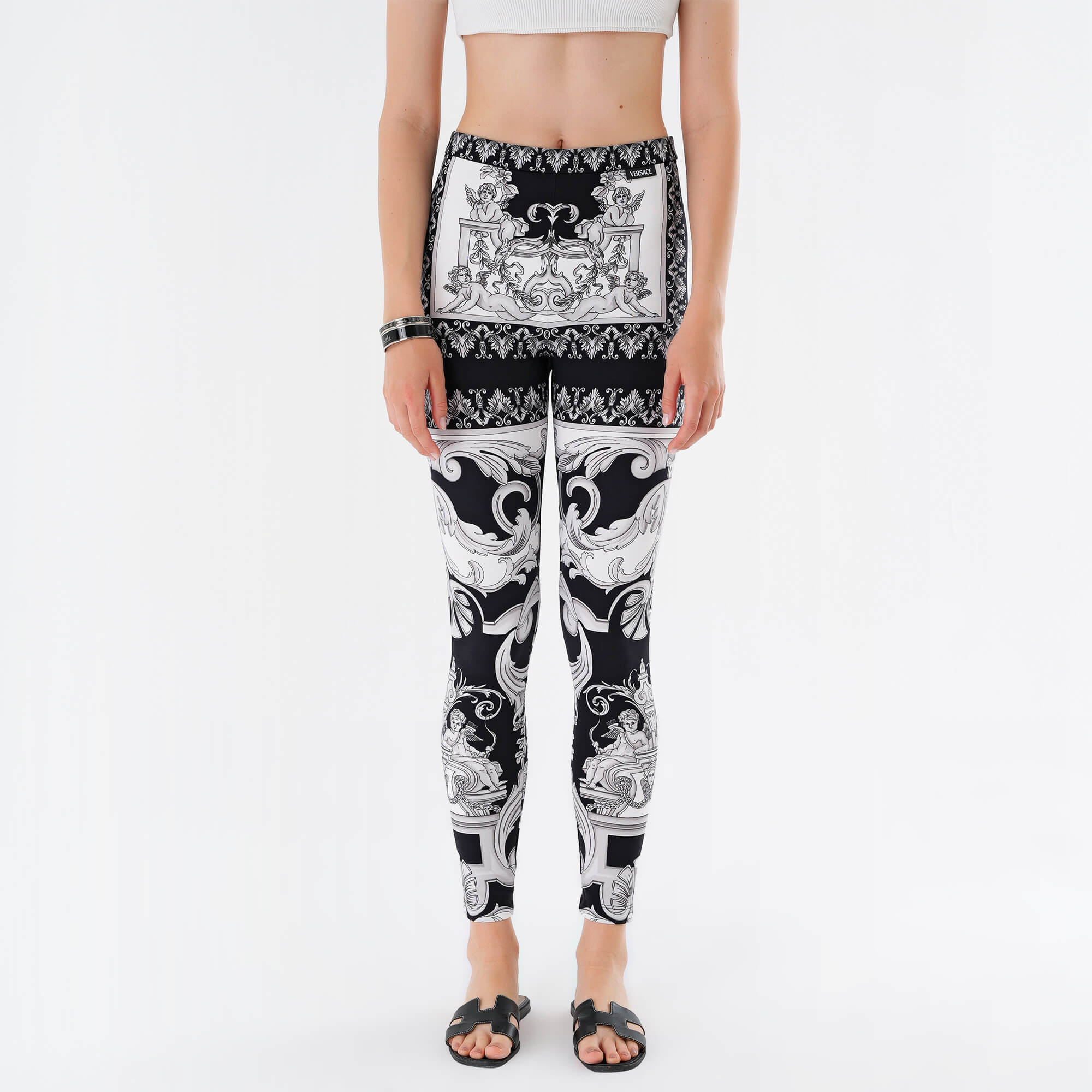 Versace- Silver Baraque Printed Leggins - IT42 